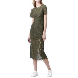 DVF Carly lace dress in mute green, size 2